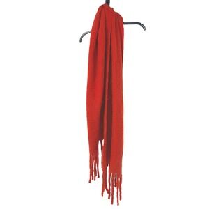 Melrose and Market Red Brushed Knit Fringe Scarf One Size NEW